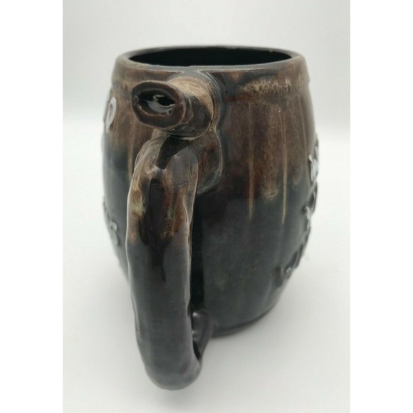 Vintage Beer Whistle Mug Brown Drip Glazed Funny Unique Cup Leave My Drink Alone - Picture 6 of 8